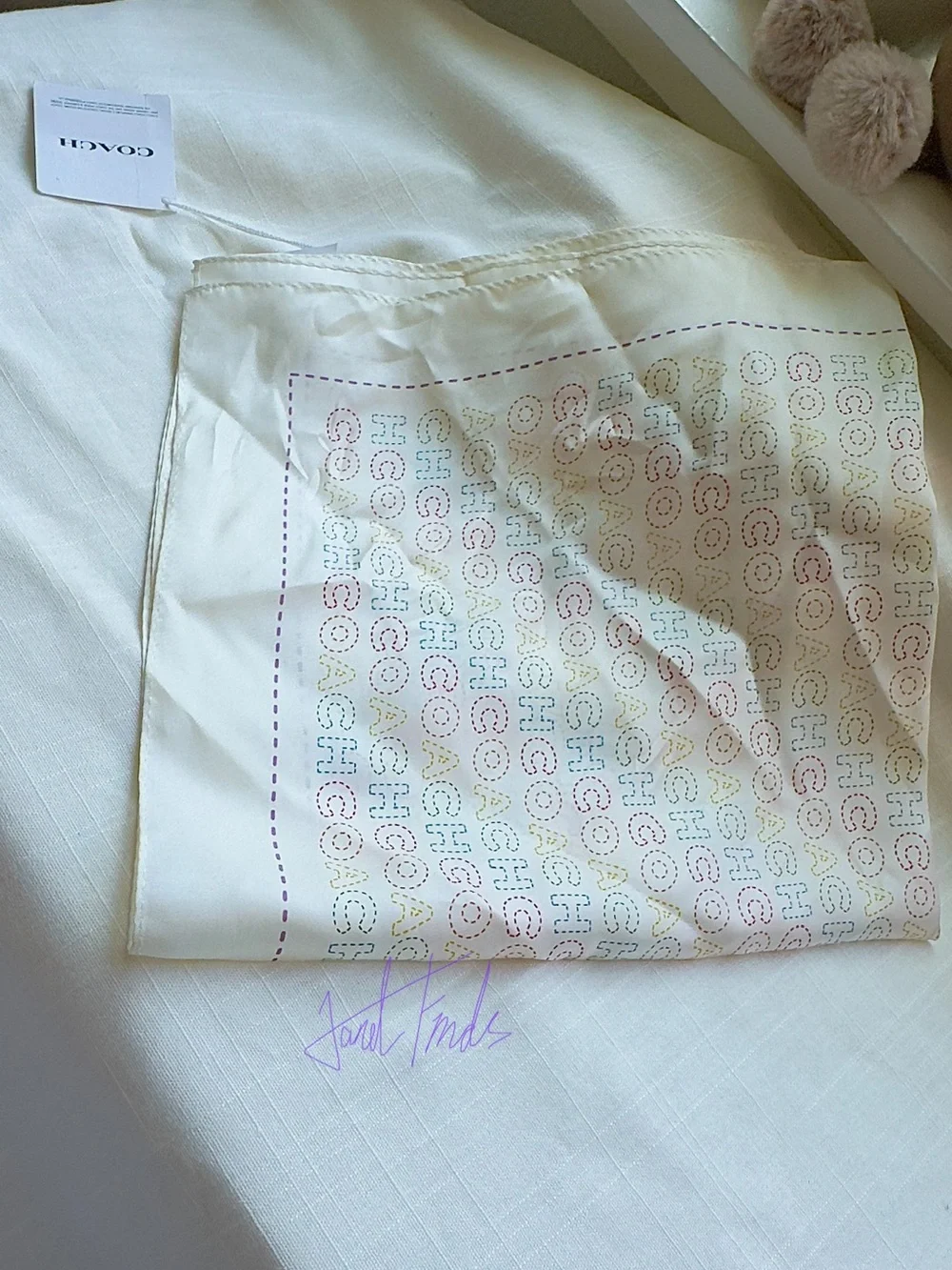 NWT 🌈 Coach Stitch Print Square Silk Bandana